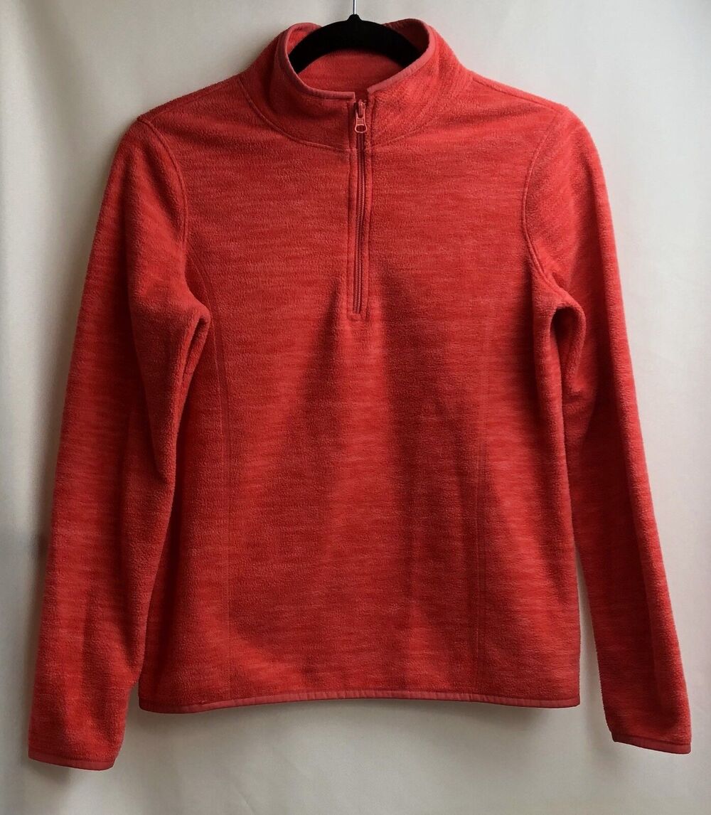 Old Navy Fleece Jacket Youth Girl XL Orange Long Sleeve Pullover 1/4 Zip Top